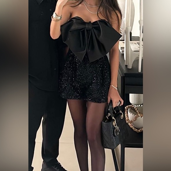 Zara Pants - Sparkling romper bow tie